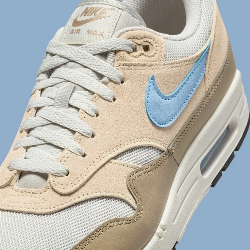 Mens Size 10 - Nike Air Max 1 Essential Light Bone Psychic Blue Running Shoes - Picture 6 of 8